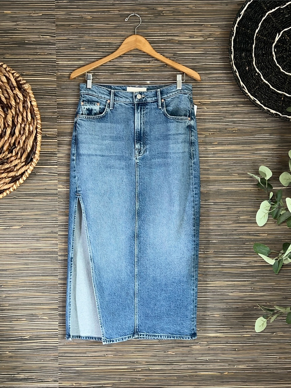 Mother Denim The Split Second Midi Jean Skirt in “Strike a Pose” 28 nwt - Picture 5 of 17